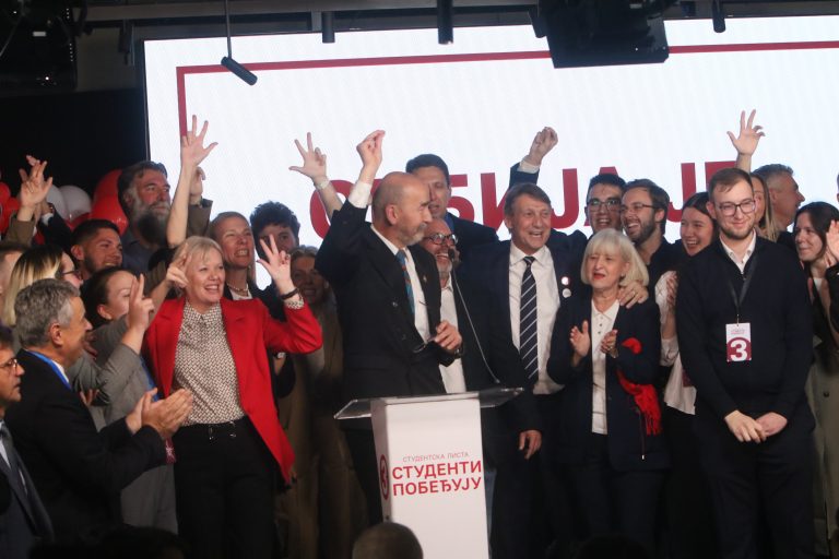 Celebration at the headquarters of the